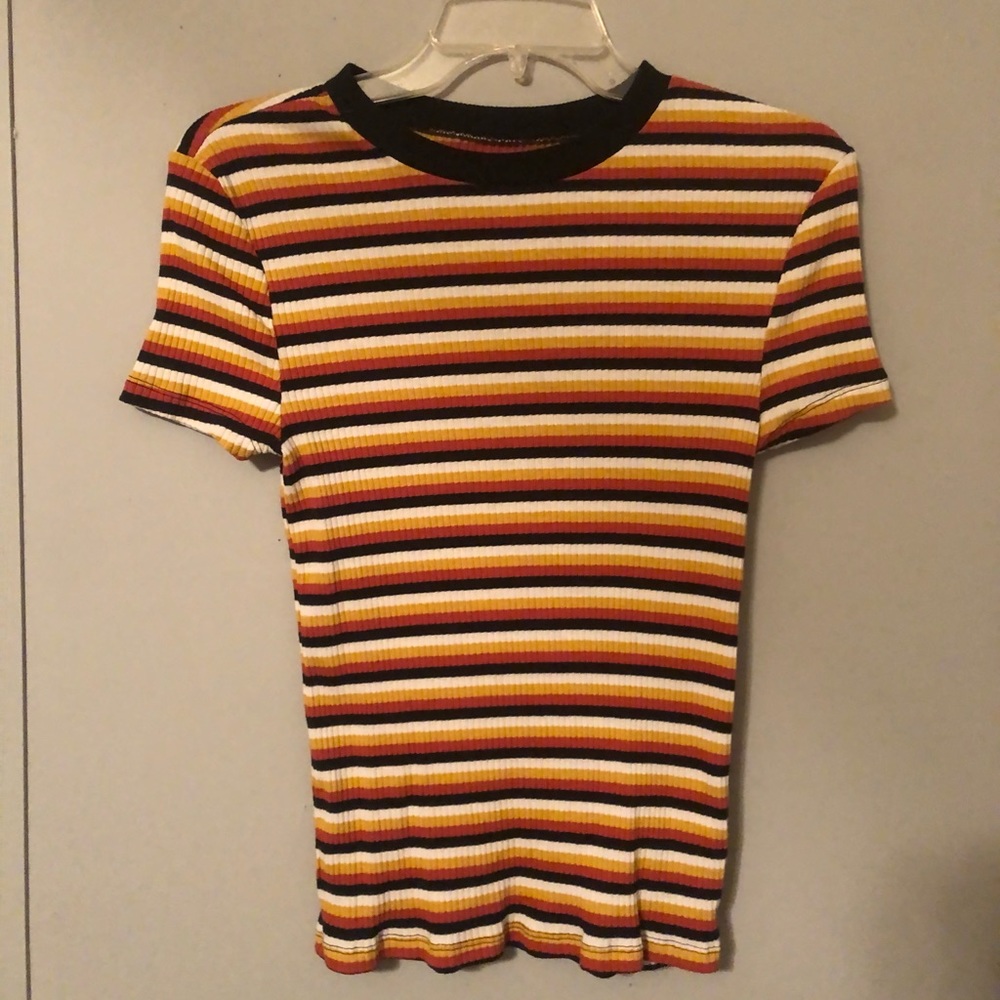 Orange yellow and black stripes shirt - Picture 1 of 2